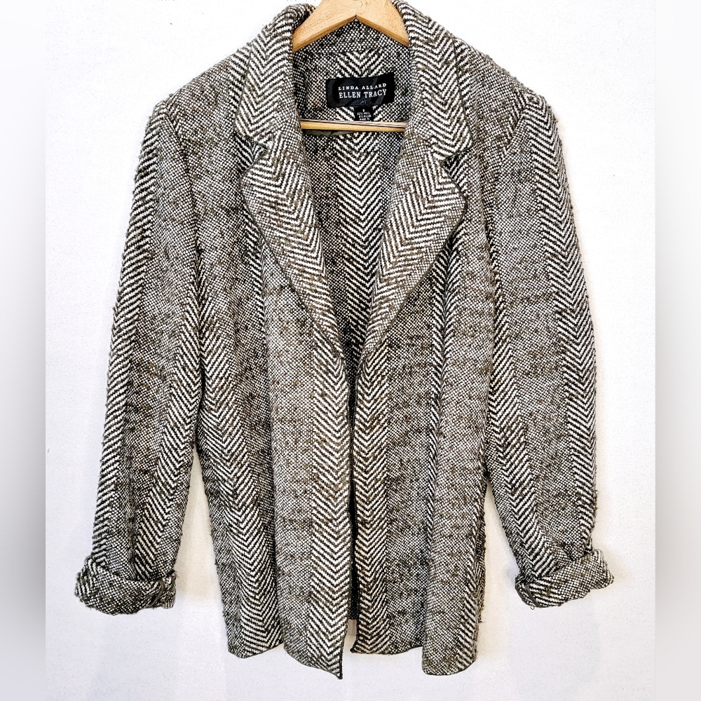 🕊️ Vintage Ellen Tracy Wool Herringbone Blazer size 8